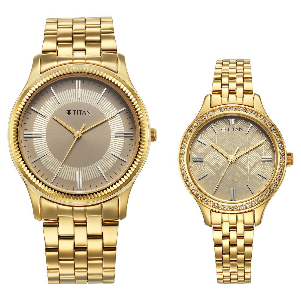 Marvelous Titan Bandhan Analog Champagne Dial Couple Watch | Free Delivery,  Cheap Price | IndiaFlowersGifts