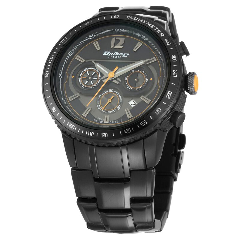 Titan Men's Metropolitan Charm: Men's Multifunctional Black Watch with  Metallic Accents
