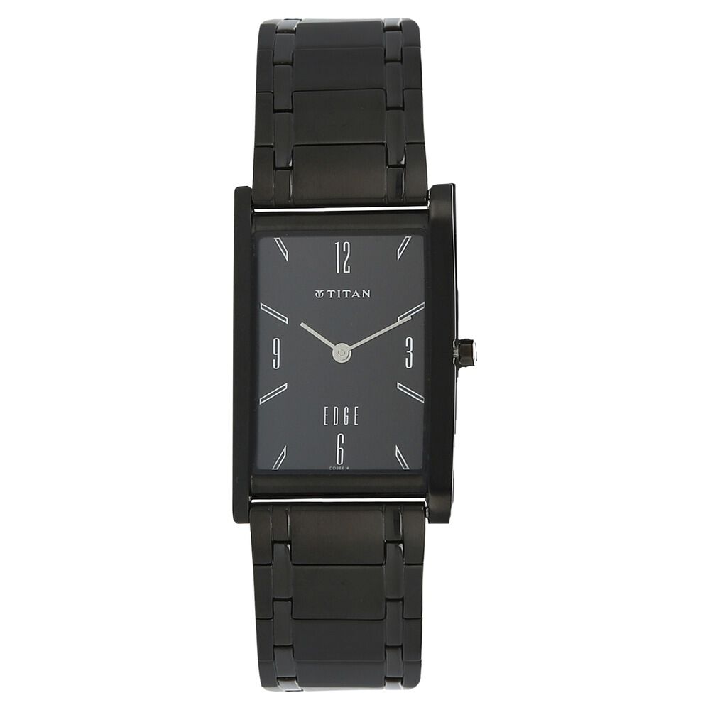 Titan black slim discount watch