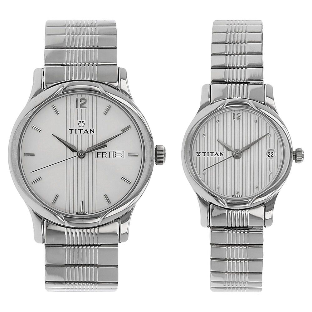 Buy Online Titan Bandhan Green Dial Quartz Multifunction Stainless Steel  Strap watch for Couple - 9400694206qm02p | Titan