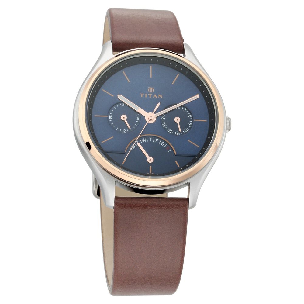 Grab this Titan Stellar Quartz 10009KM01 Multifunction Blue Dial Stainless  Steel Strap Watch for Men from watchbrand.in authorized distributor