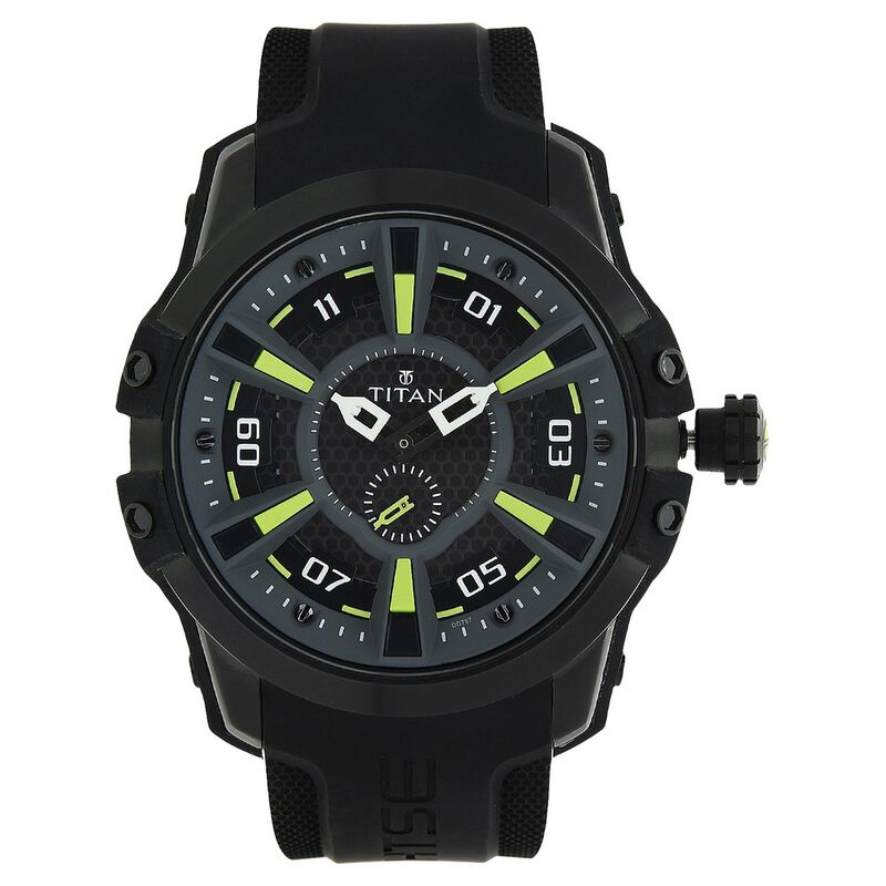 Buy Online Titan Solar Powered Black Dial Quartz Plastic Strap Watch ...