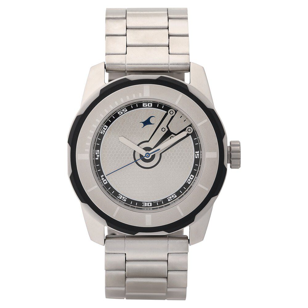 Fastrack Fundamentals Quartz Analog White Dial Leather Strap Watch for Guys