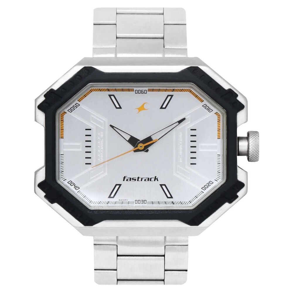 Fastrack Bare Basics Quartz Analog with Date Black Dial Stainless Steel  Strap Watch for Guys