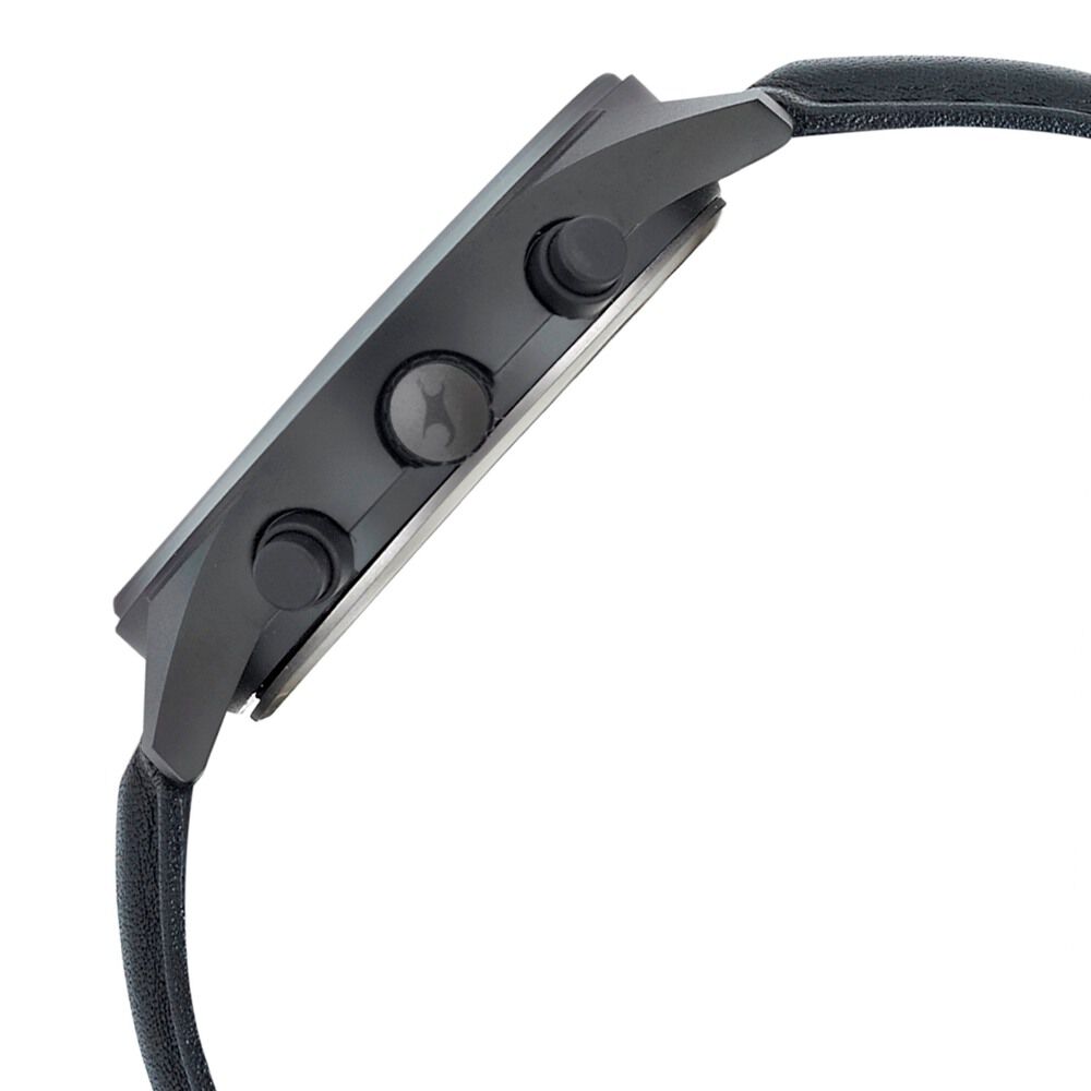 Titan Solar Quartz Sport Watch with black PVD case and bracelet #1573KM01