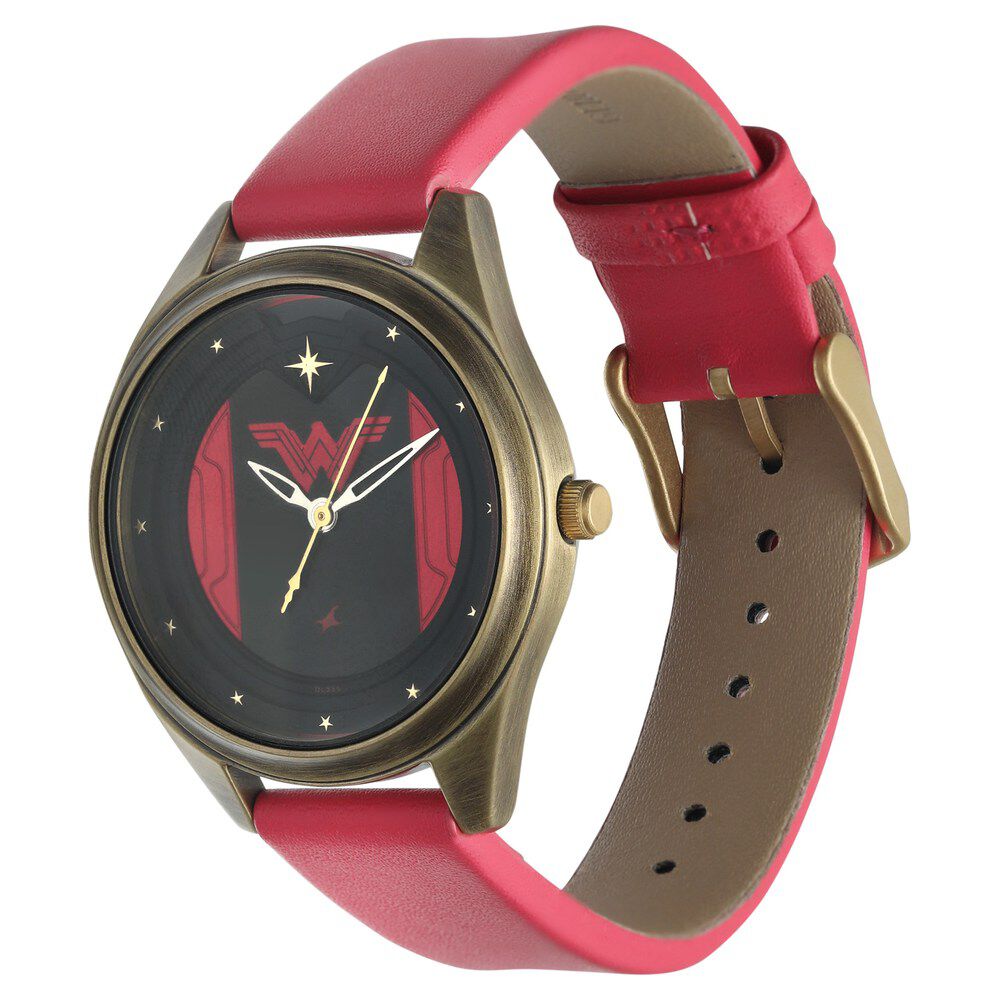 Crystalline Wonder watch, Swiss Made, Leather strap, Red, Rose gold-tone  finish