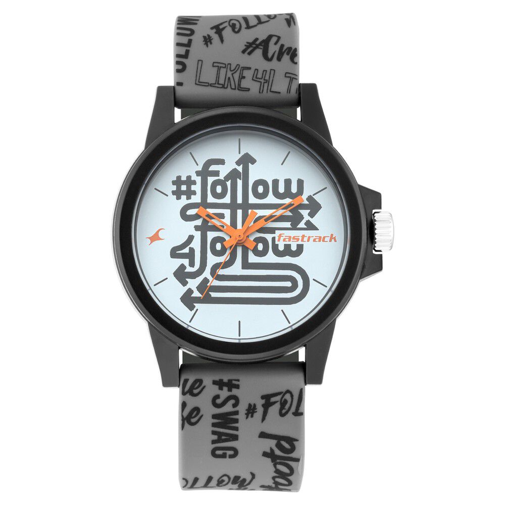 Fastrack Unisex Arcade cyberpunk Watch: Charcoal Hues with Aqua Accent