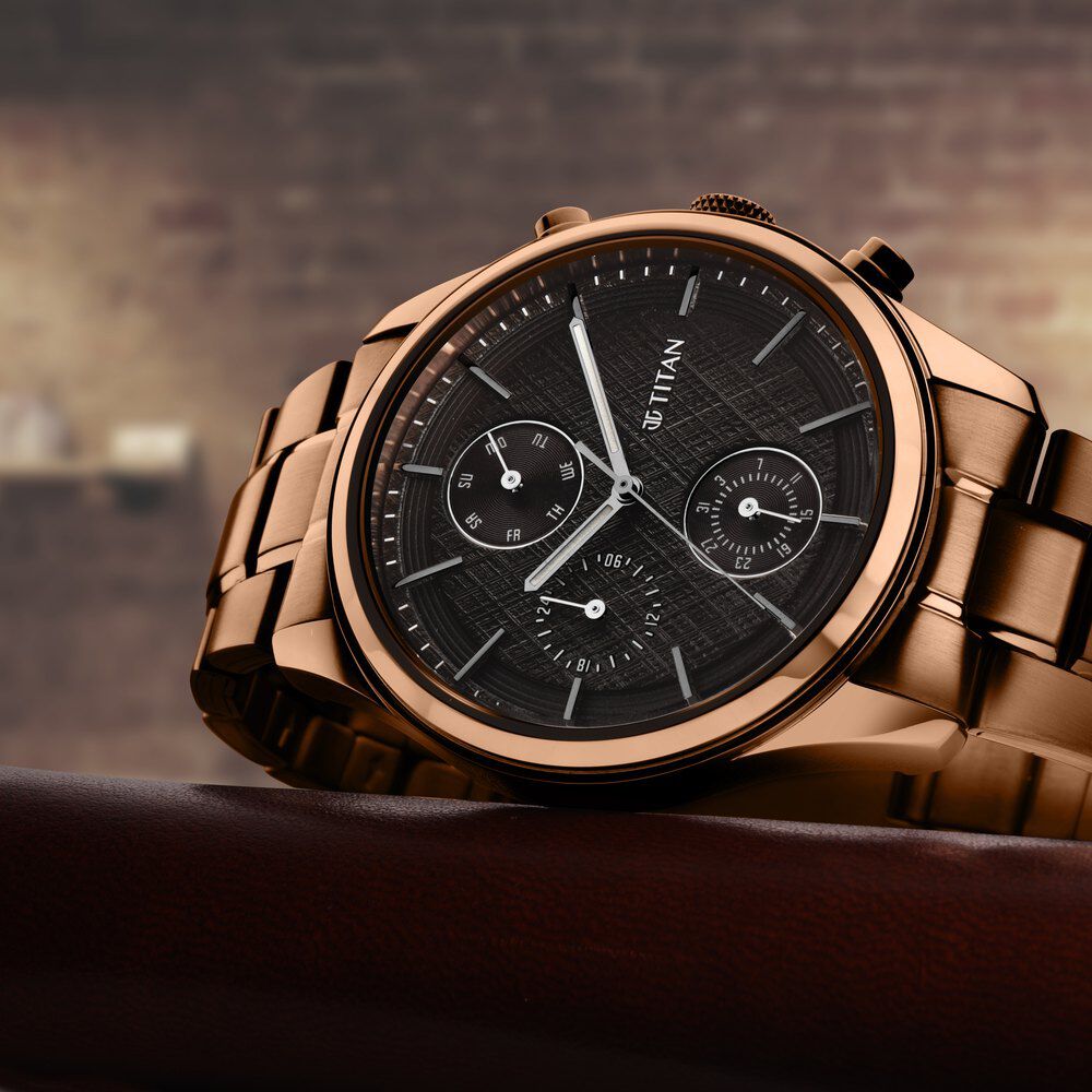 Buy Online Titan Avant Garde Quartz Multifunction Silver Dial Leather Strap  watch for Men - empnr90147sl01 | Titan