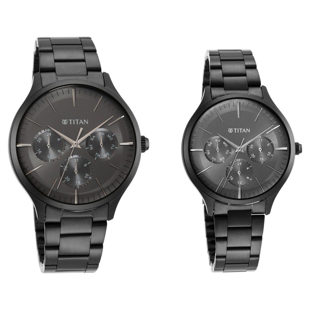 Buy Online Titan Quartz Multifunction Black Dial Leather Strap Watch for  Men - emp90107kl01 | Titan