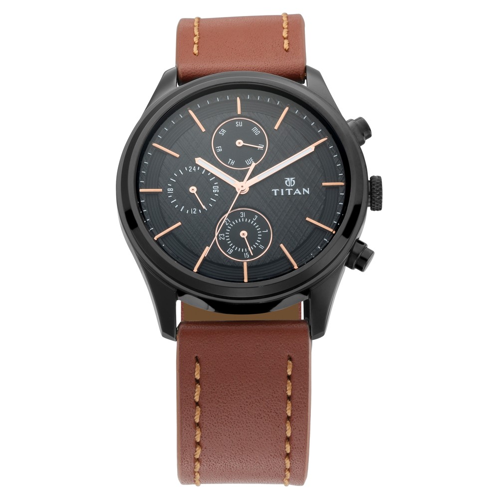 Leather titan watch sale