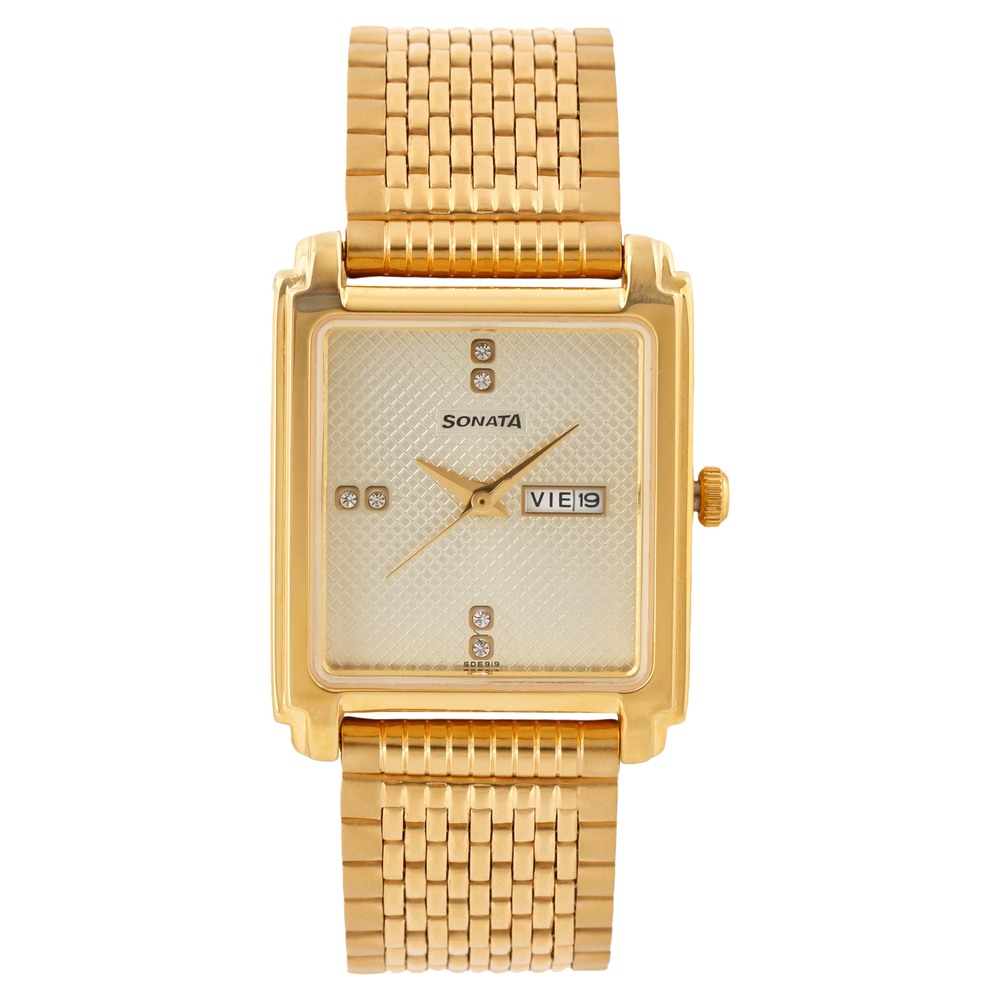 Sonata golden outlet watch for men