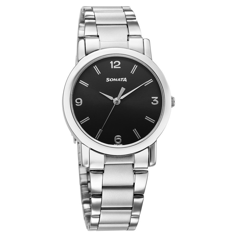 Sonata black stainless steel on sale watch