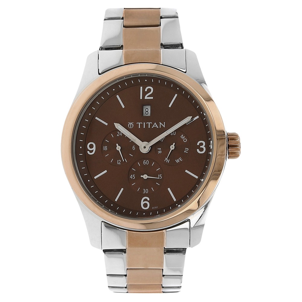 Titan Men's Metropolitan Charm: Men's Multifunctional Anthra Watch with  Metallic Accents