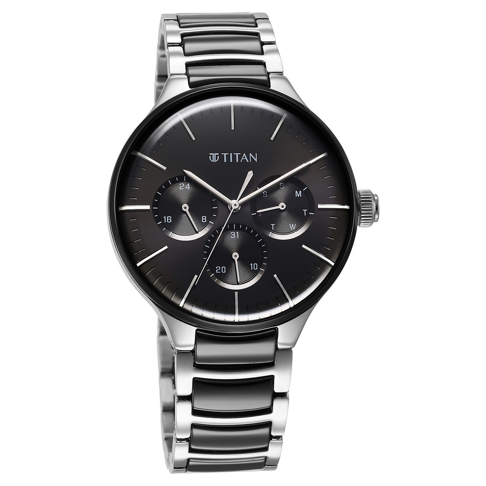 Buy Online Titan Black Dial World Time with Date Stainless Steel Strap  Watch for Men - nr90145wl01