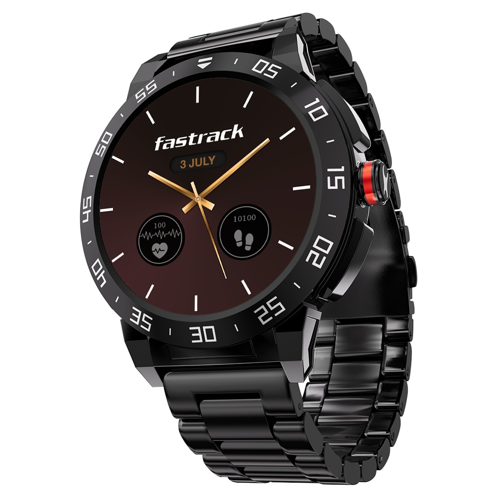 Buy Online Fastrack Magnus FX3 Luxury Metal Smartwatch Premium Top Ring Design comes with High Definition 3.7 cm UltraVU Display 38143km01 Titan