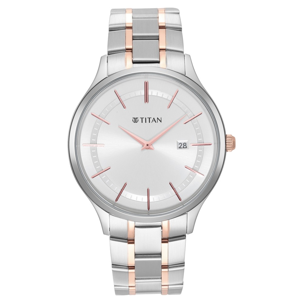 Buy Online Titan Classique Slimline Silver Dial Analog With Date Stainless Steel Strap Watch For 9041