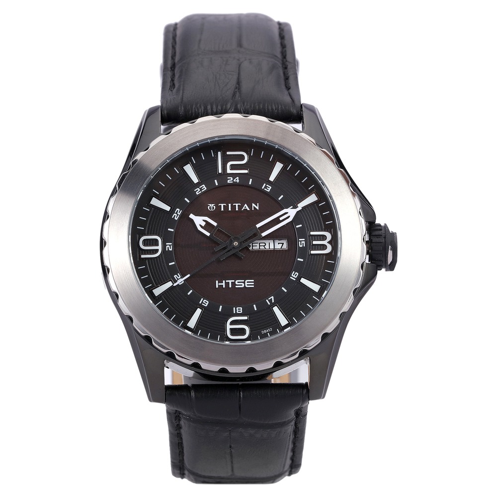 Buy Online Titan Quartz Analog Solar Black Dial Leather Strap Watch for Men  - nh1540kl02 | Titan