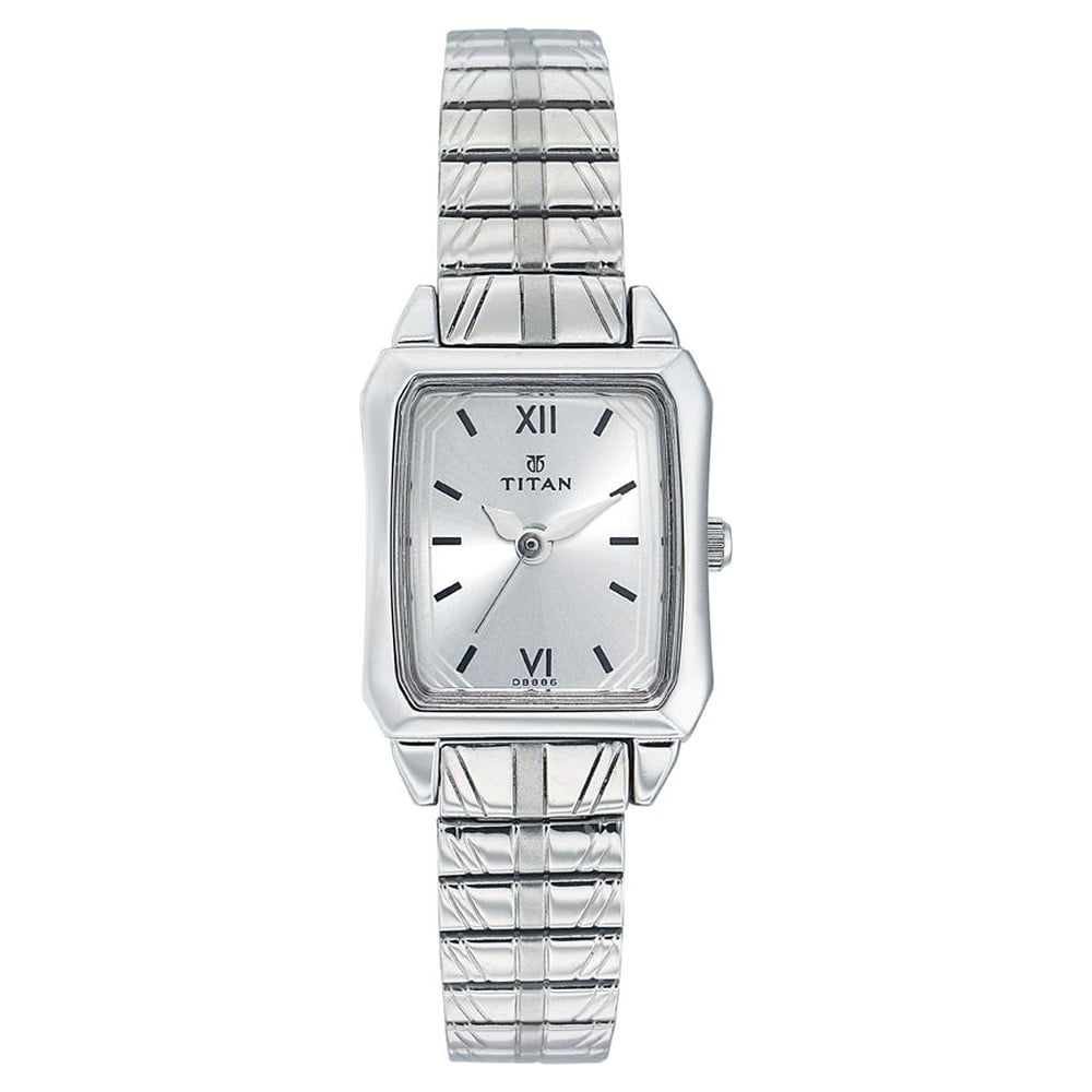 Titan nk2486sm01 stainless deals steel rectangular women's watch