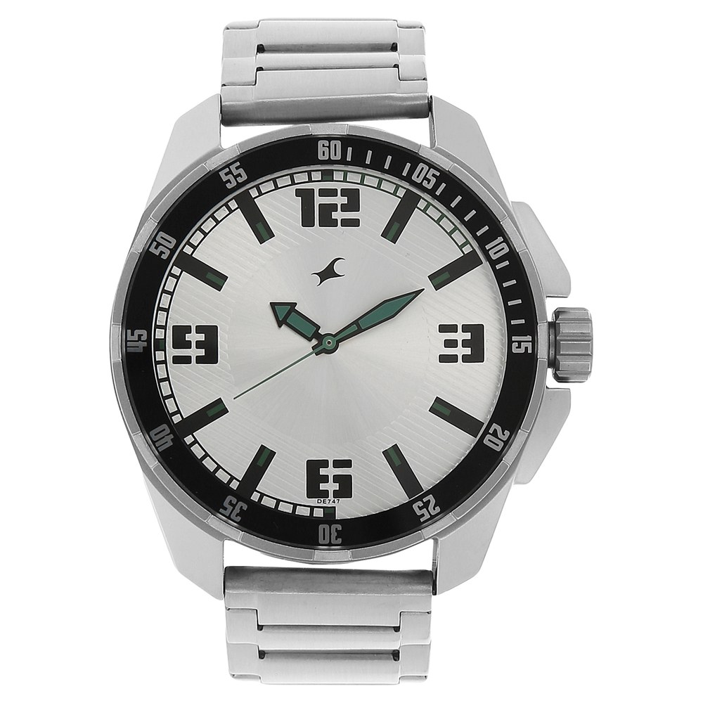 Buy Online Fastrack Quartz Analog Silver Dial Metal Strap Watch for Guys nm3084sm01 Titan