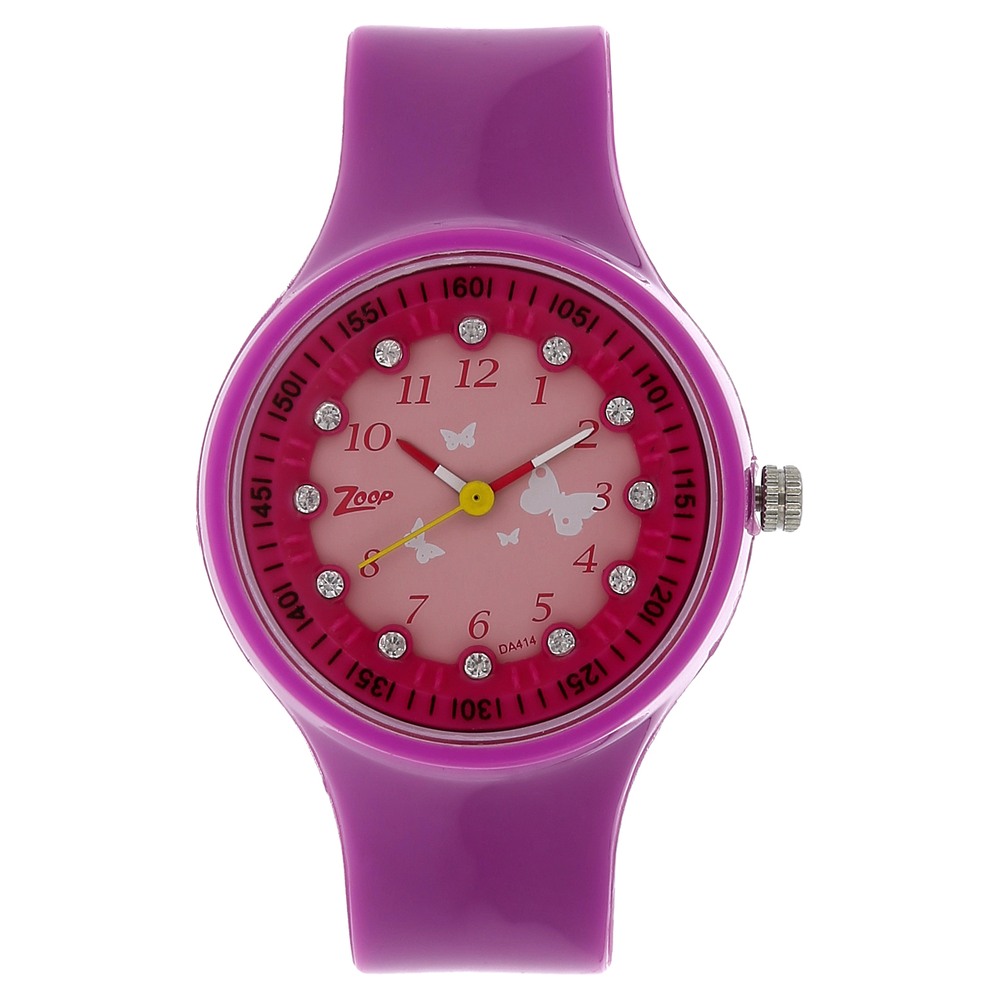 Buy Online Zoop By Titan Quartz Analog Pink Dial PU Strap Watch