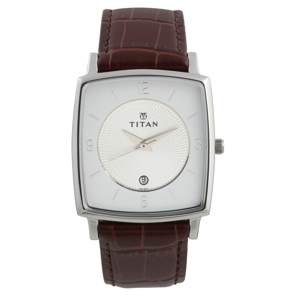 Titan Classique Slim Square Quartz Analog with Date Silver Dial Stainl –  Krishna Watch