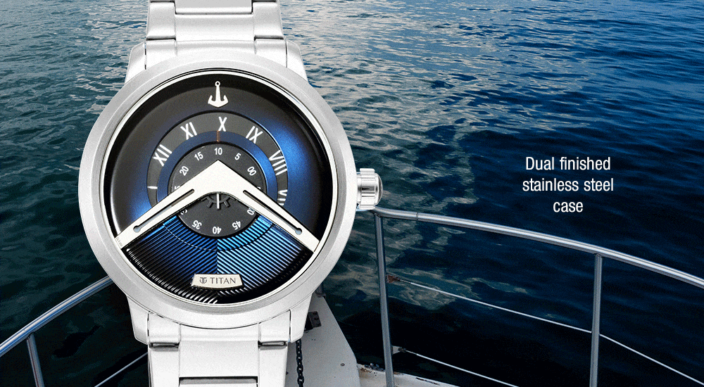 Buy TITAN Regalia Premium 49.60 x 9.30 x 43.00 mm Blue Dial Stainless Steel  Analog Watch For Men - 1688KM07 | Shoppers Stop