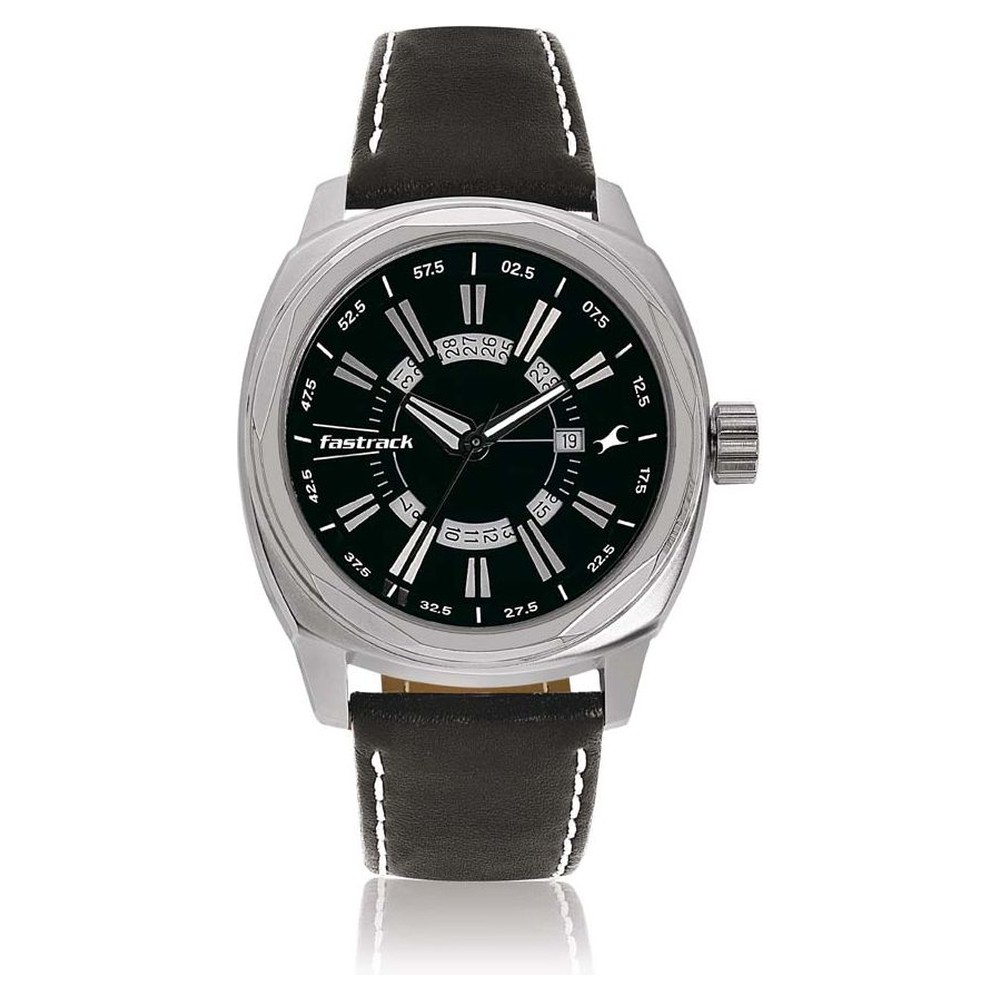 Buy Online Fastrack Quartz Analog Black Dial Leather Strap Watch for Guys 3076sl01 Titan