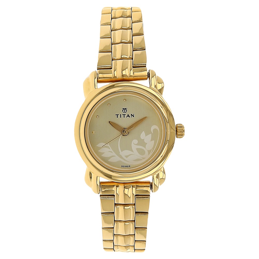 Buy Online Titan Quartz Analog Champagne Dial Stainless Steel Strap Watch for Women ns2534ym01 Titan