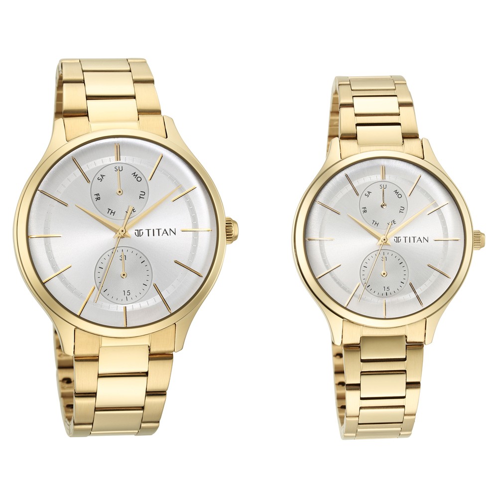 Titan couple watches online rose gold