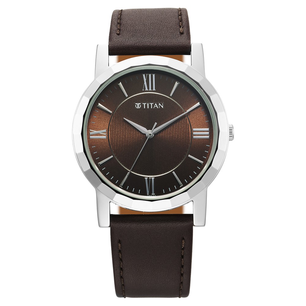 Buy Online Titan Quartz Analog with Date Brown Dial Leather Strap Watch for  Men - nr1584sl04 | Titan