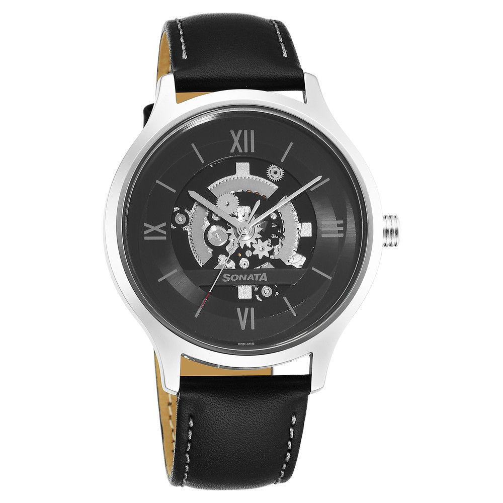 Buy Online Sonata Quartz Multifunction Silver Dial Leather Strap Watch for  Men - nr7133wl01 | Titan