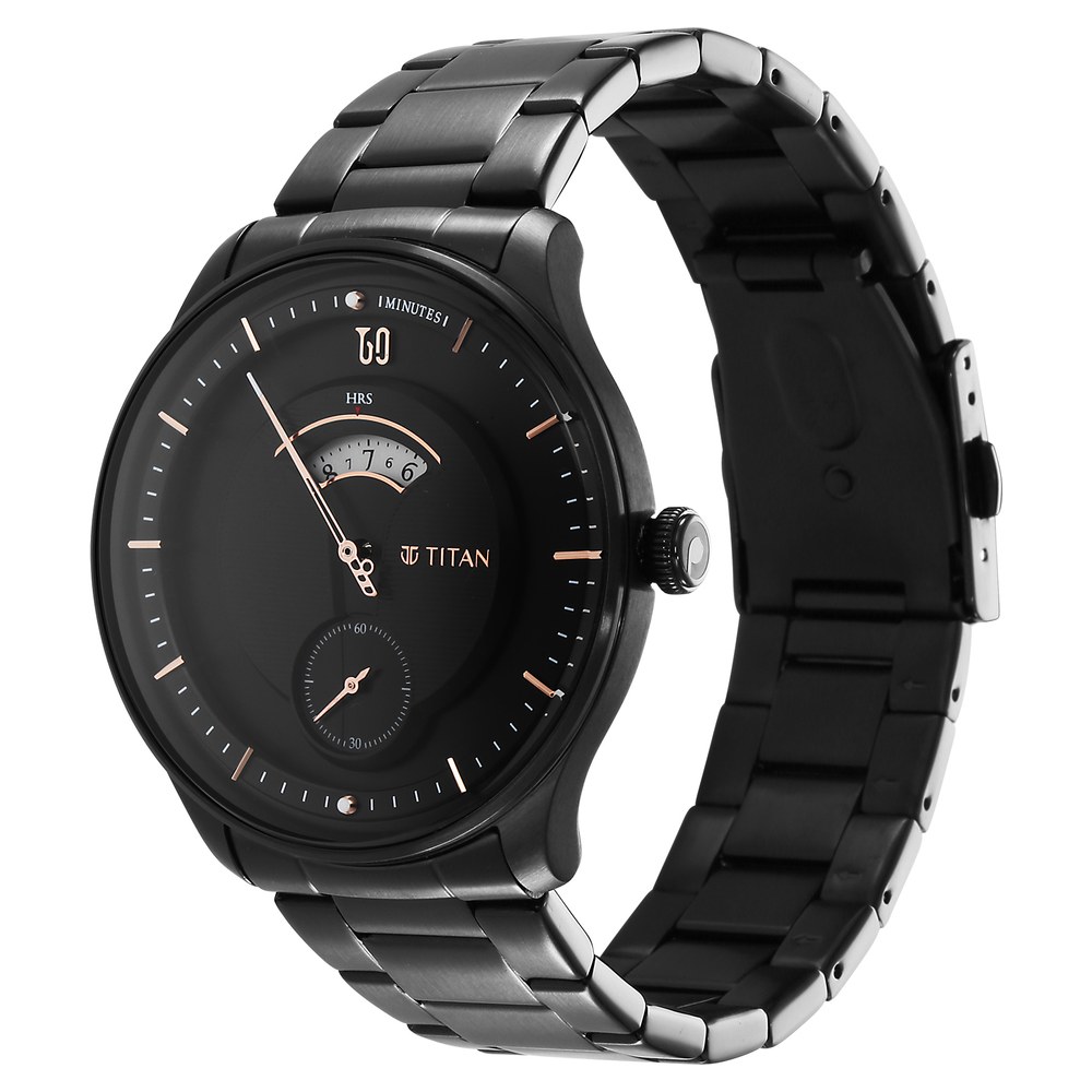 Buy Online Titan Quartet Black Dial Analog Stainless Steel Strap watch ...