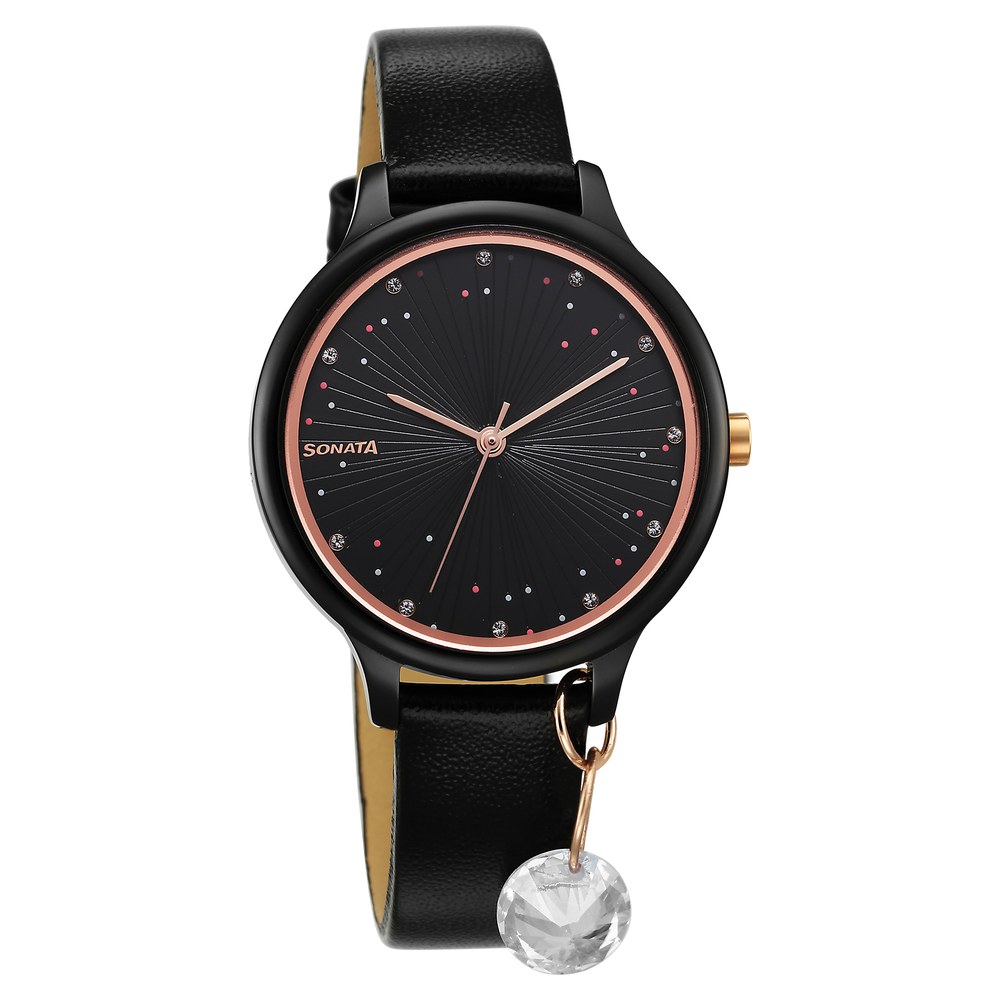 Sonata black best sale watches for womens