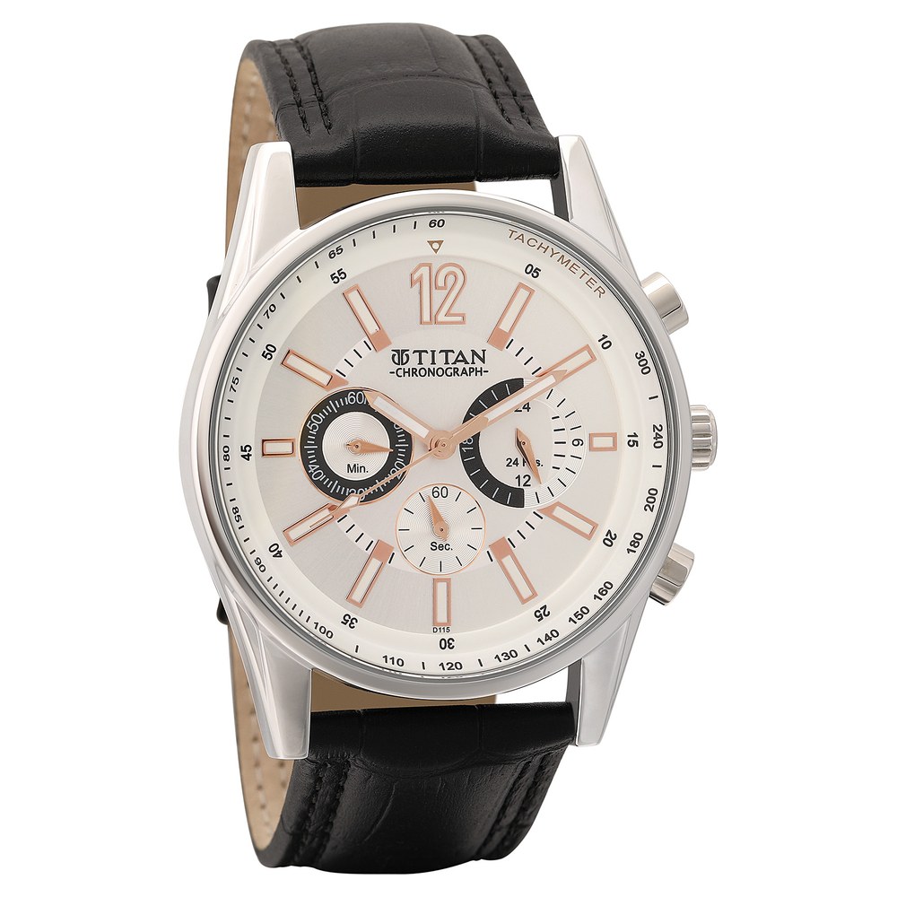 Titan 9322sl03 leather hot sale analog men's watch