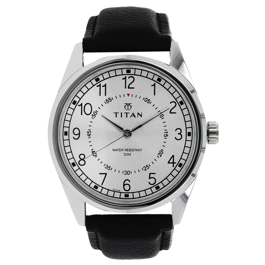 Buy Online Titan Workwear Silver Dial Analog Leather Strap watch for Men nl1729sl01 Titan