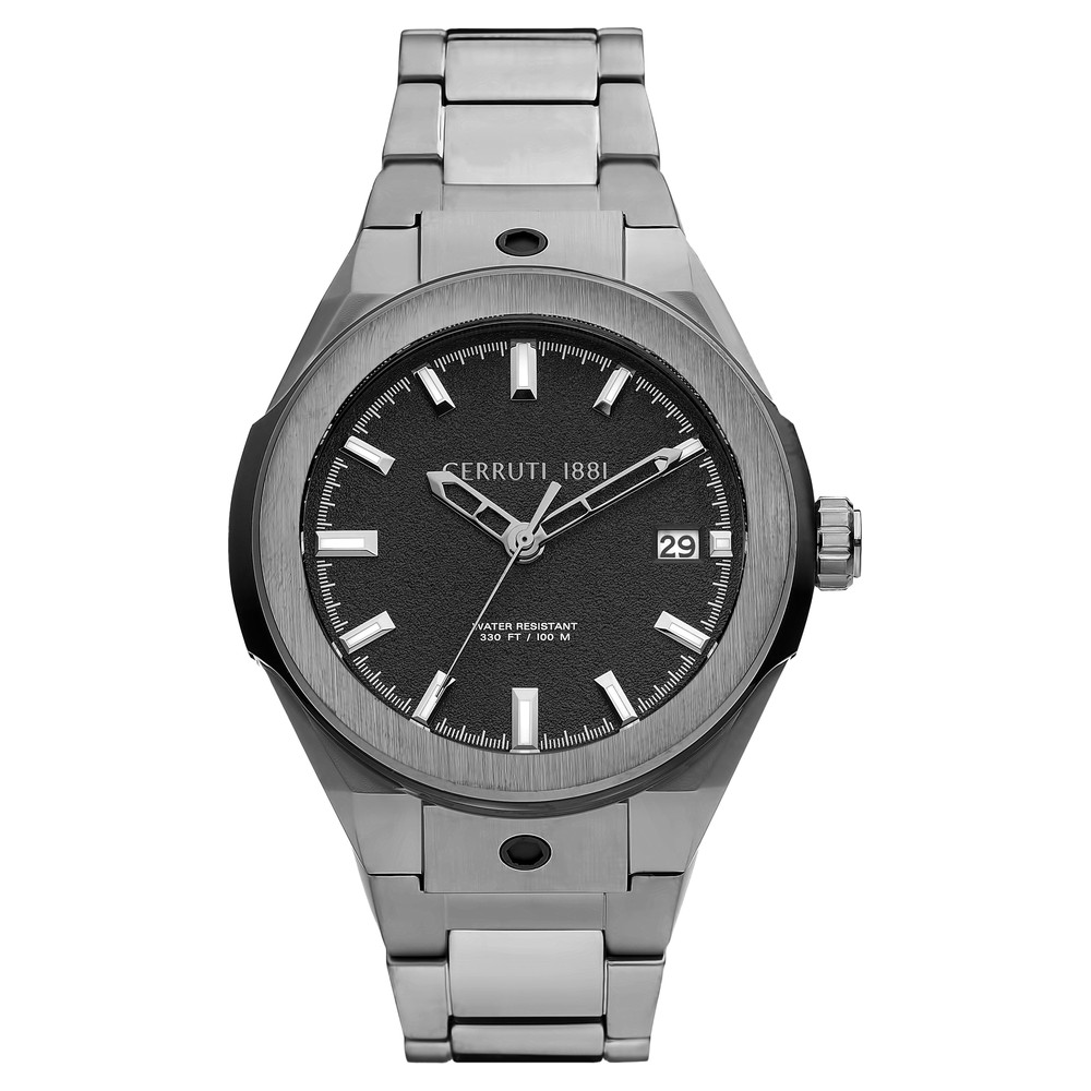 Buy Online Cerruti 1881 Black Dial Stainless Steel Strap Watch For Men 