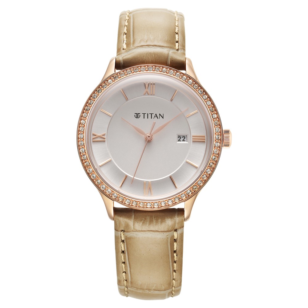 Buy Online Titan Quartz Analog Brown Dial Metal Strap Watch for Women -  nr2575qm02 | Titan