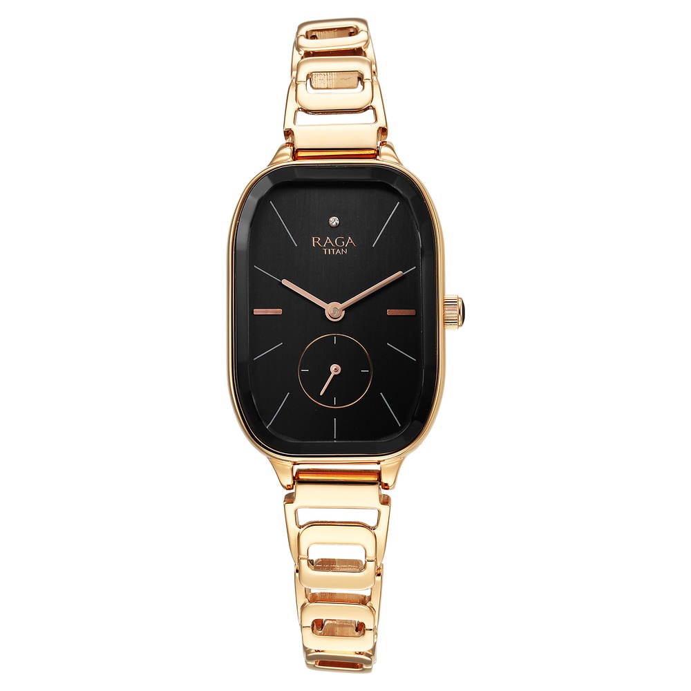 Titan watch black and on sale gold