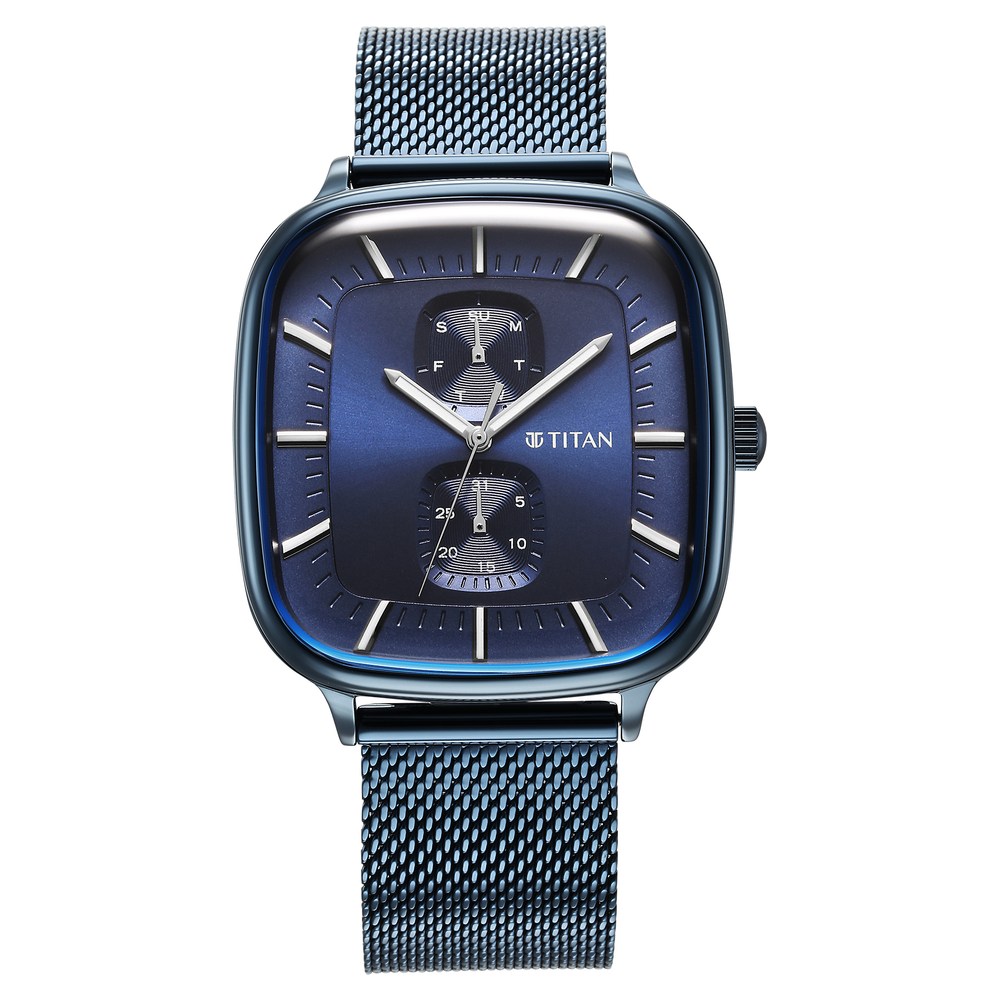 Buy Online Titan Avant Garde Blue Dial Quartz Multifunction Stainless Steel  Strap Watch for Men - 90178qm01_p | Titan India