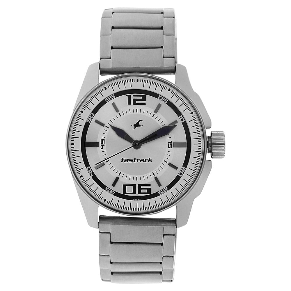 Buy Online Fastrack Quartz Analog Silver Dial Metal Strap Watch