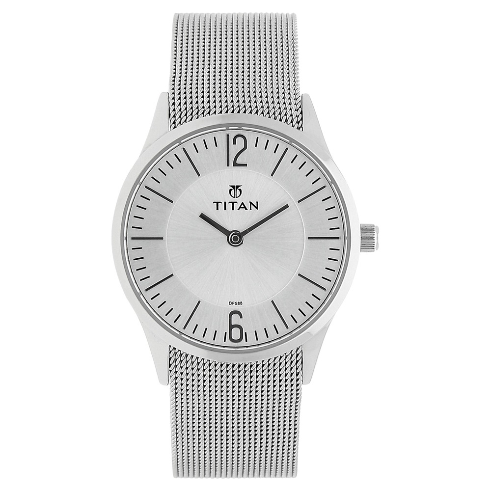 Buy Online Titan Quartz Analog Silver Dial Stainless Steel Strap