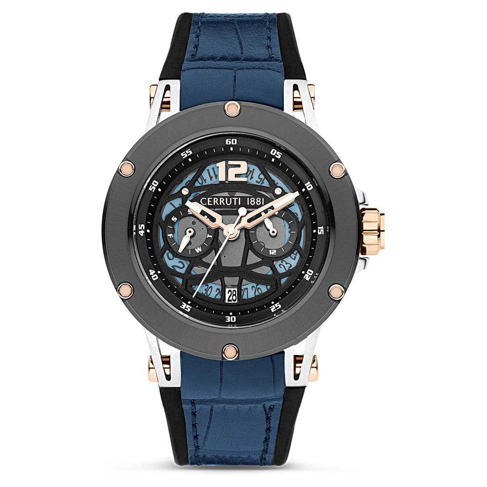 Buy Online Cerruti 1881 Blue Dial Silicone Strap Watch for Men