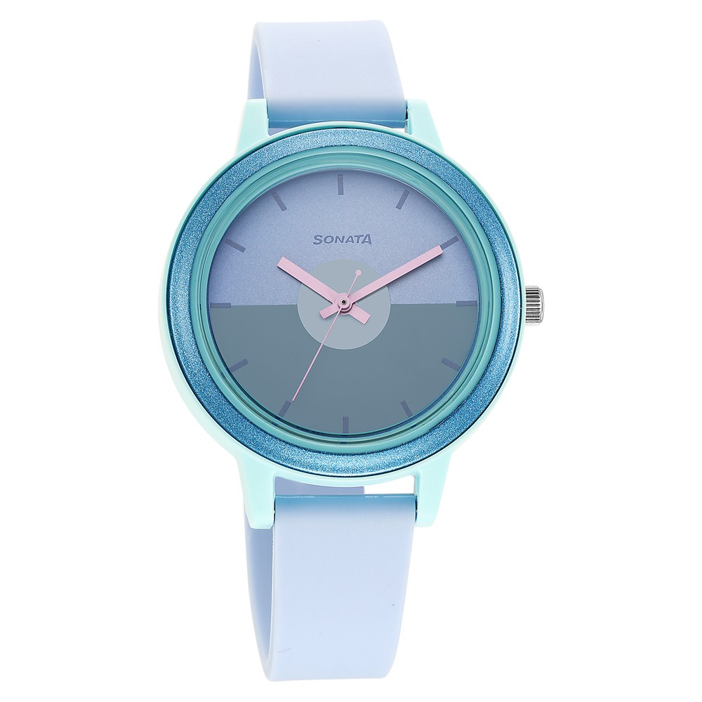 Buy Online Sonata Splash Blue Dial Women Watch With Plastic