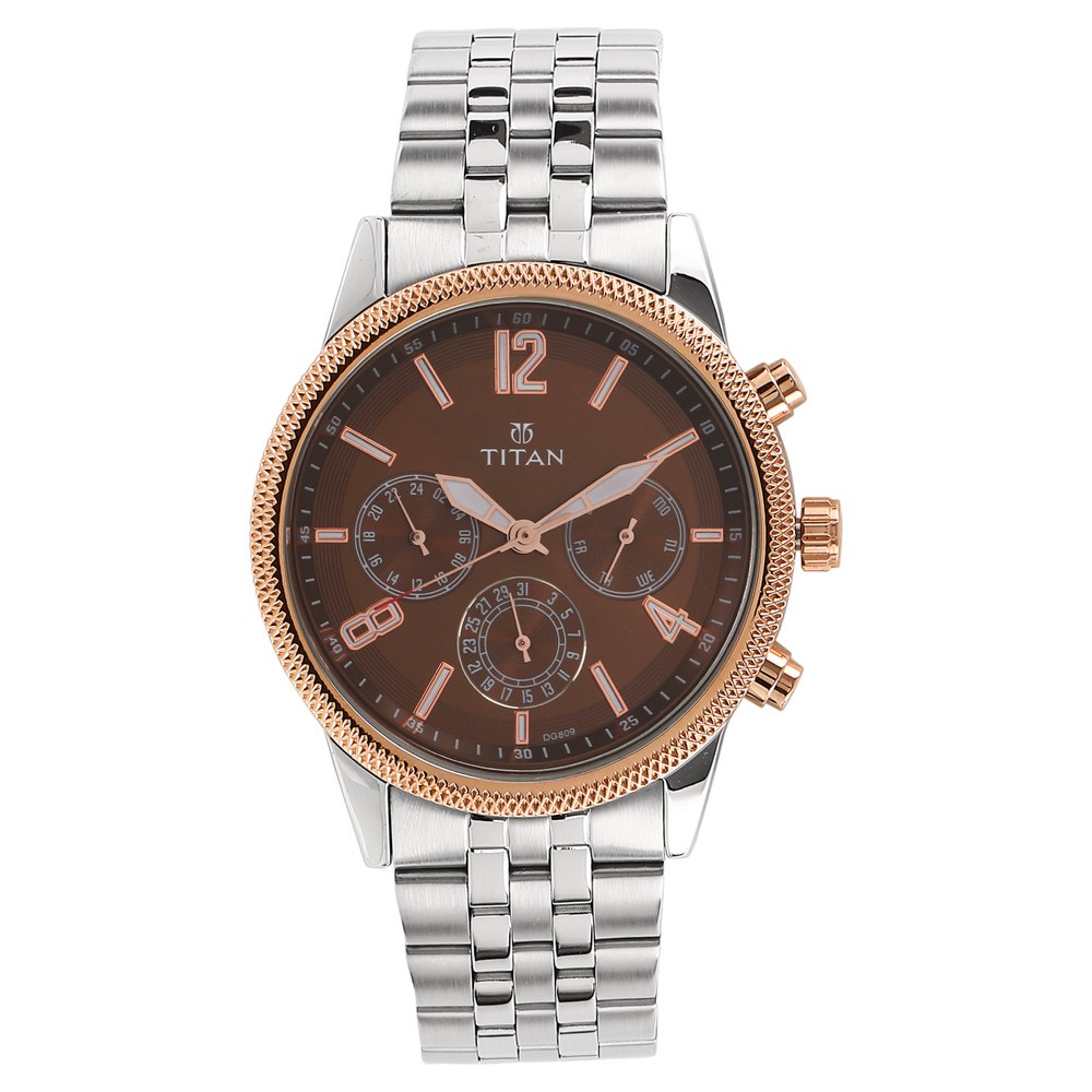 Buy Online Titan Quartz Analog Brown Dial Leather Strap Watch for Men -  nr1595wl03 | Titan