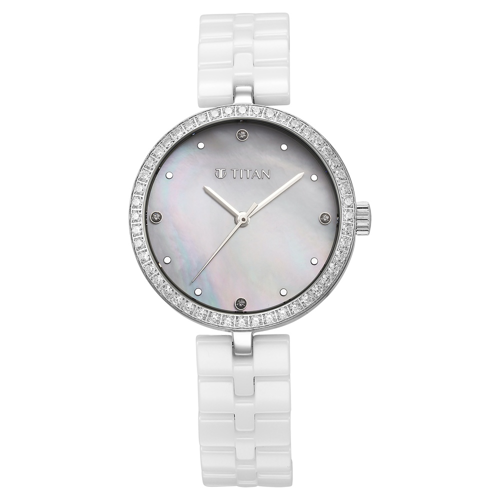 Buy Online Titan Purple Ceramics Quartz Analog Mother of Pearl