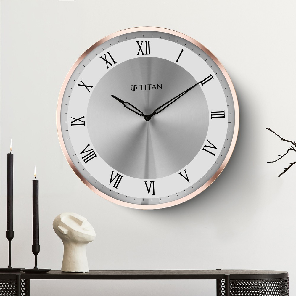 Buy Online Titan Metallic Wall Clock White Dial with Silent Sweep