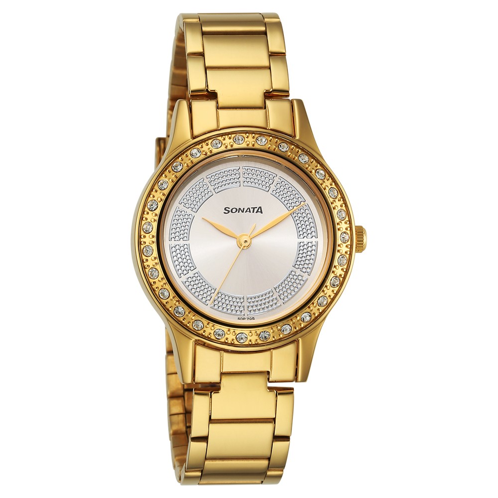 Buy Online Sonata Gold Edit Pink Dial Women Watch With Leather Strap -  nr87043yl01w | Titan