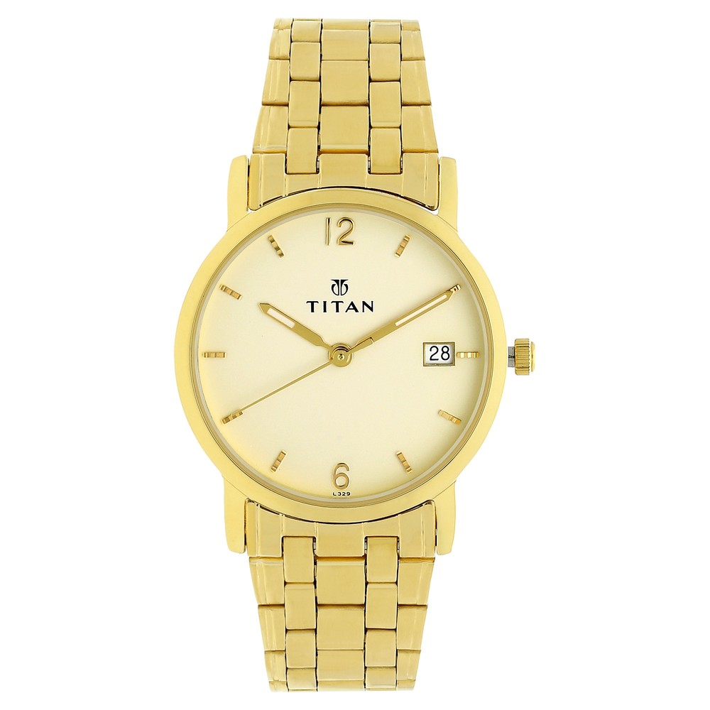 Buy Online Titan Men's Elegance Watch: Black Dial with Sleek Link Strap -  nn1639sm02 | Titan