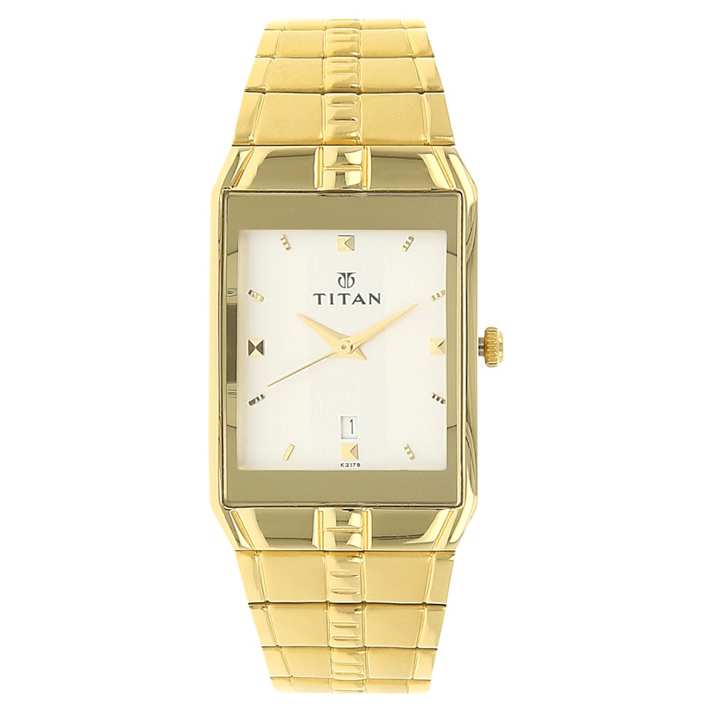 Buy Online Titan Analog with Date Silver Dial Metal Strap watch for