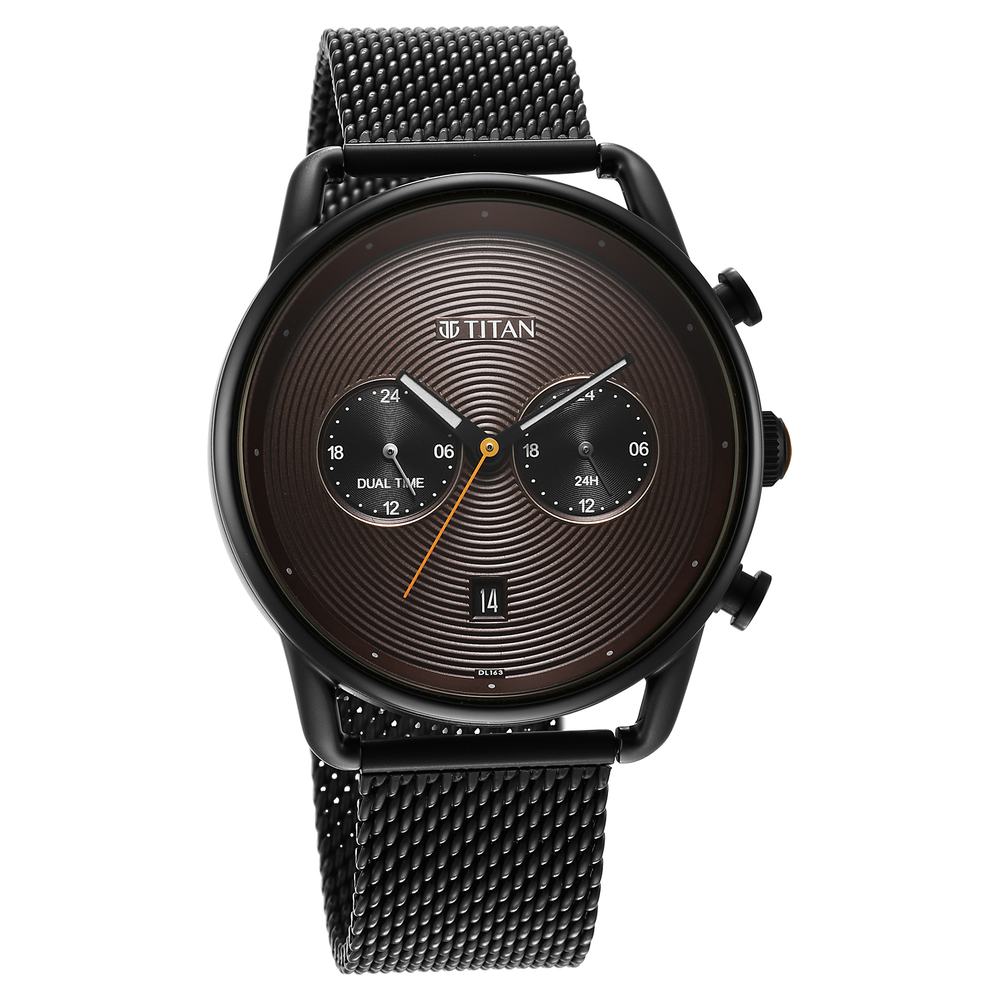 Buy Online Titan Quartz Analog Black Dial Stainless Steel Strap Watch ...